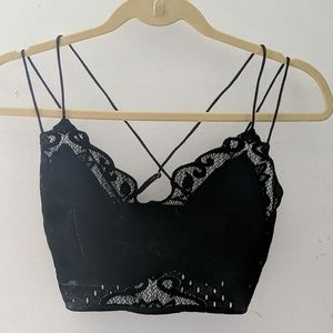 NEW Free People MADONNA BLACK VELVET LACE BRALETTE